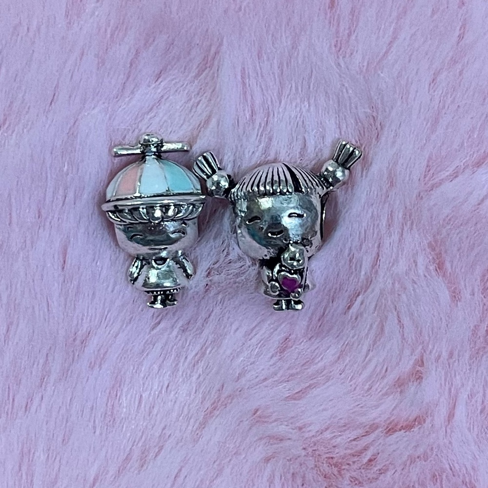 2 Boy Girl Bead Charm Bundle Set /Not Pandora